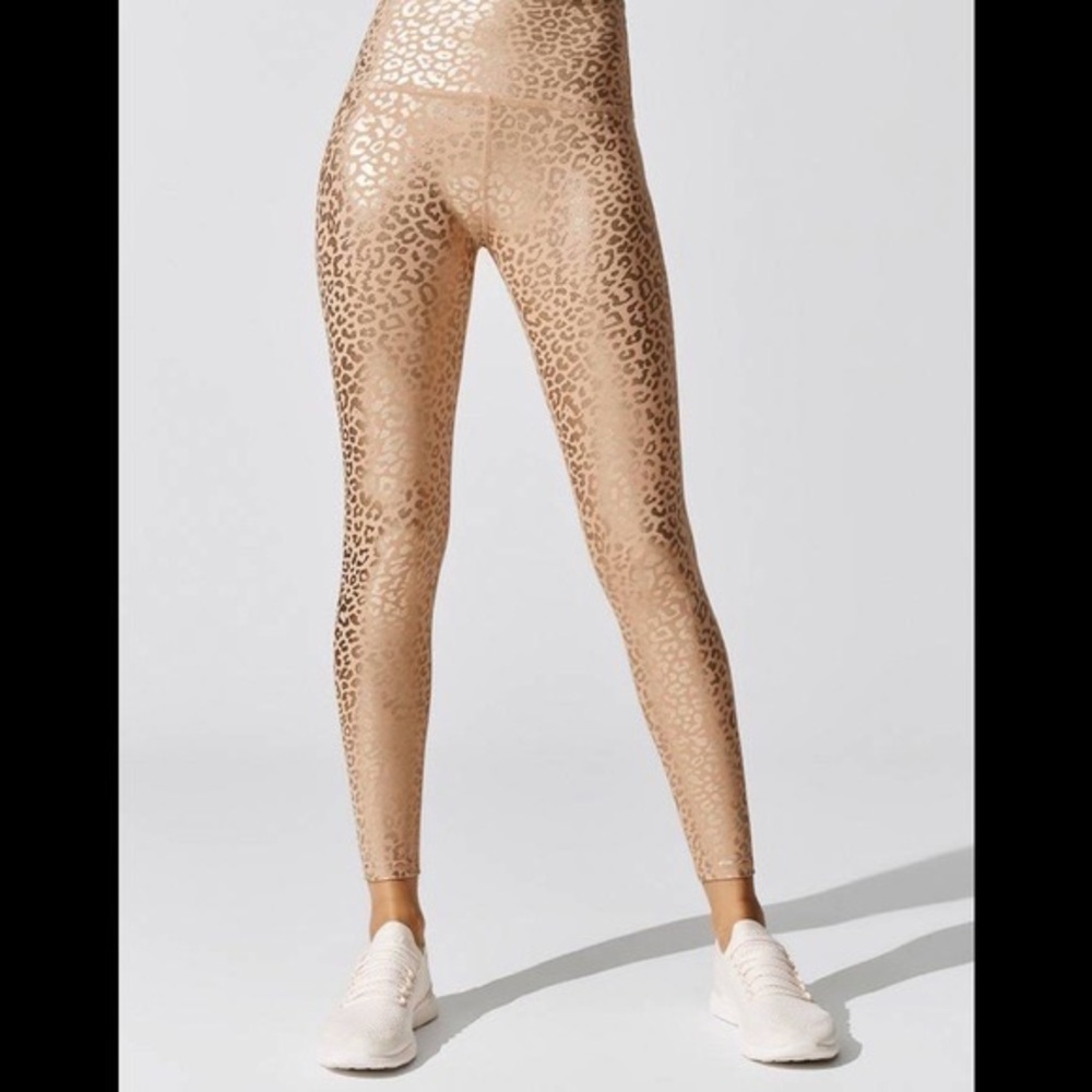 Beyond yoga shiny leopard gold leggings